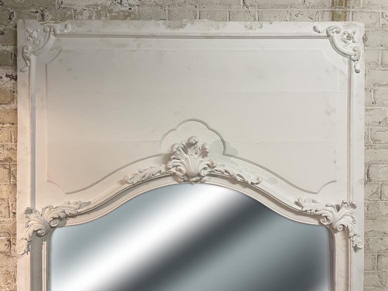 Trumeau de style Louis XV en bois peint en blanc à la coquille Trumeau de style Louis XV en bois peint en blanc à la coquille-1