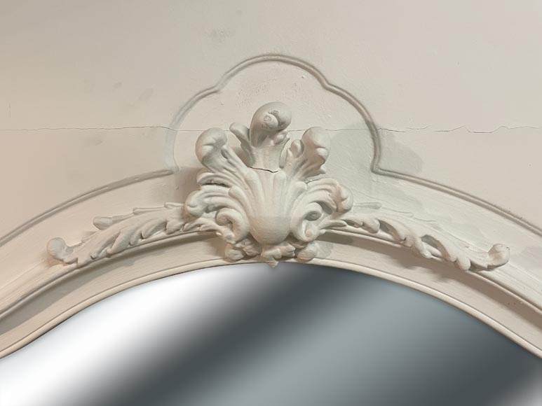 Trumeau de style Louis XV en bois peint en blanc à la coquille Trumeau de style Louis XV en bois peint en blanc à la coquille-2