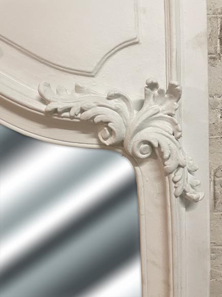 Trumeau de style Louis XV en bois peint en blanc à la coquille Trumeau de style Louis XV en bois peint en blanc à la coquille-7