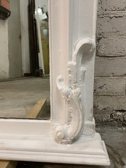 Trumeau de style Louis XV en bois peint en blanc à la coquille Trumeau de style Louis XV en bois peint en blanc à la coquille-8