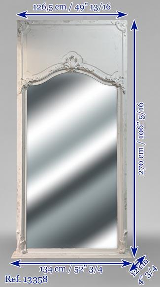 Trumeau de style Louis XV en bois peint en blanc à la coquille Trumeau de style Louis XV en bois peint en blanc à la coquille-9