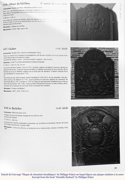 Plaque de cheminée aux armes de Pierre Godart, XVIIIe siècle Plaque de cheminée aux armes de Pierre Godart, XVIIIe siècle-1