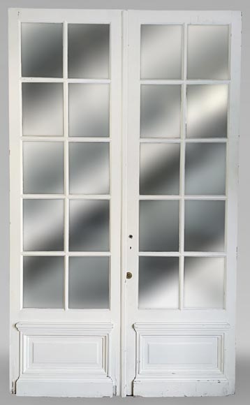 Double porte en bois à miroir  Double porte en bois à miroir -0