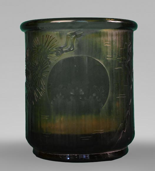 Émile GALLÉ pour L'ESCALIER DE CRISTAL, Petit vase tubulaire japonisant en verre ambré Émile GALLÉ pour L'ESCALIER DE CRISTAL, Petit vase tubulaire japonisant en verre ambré-1