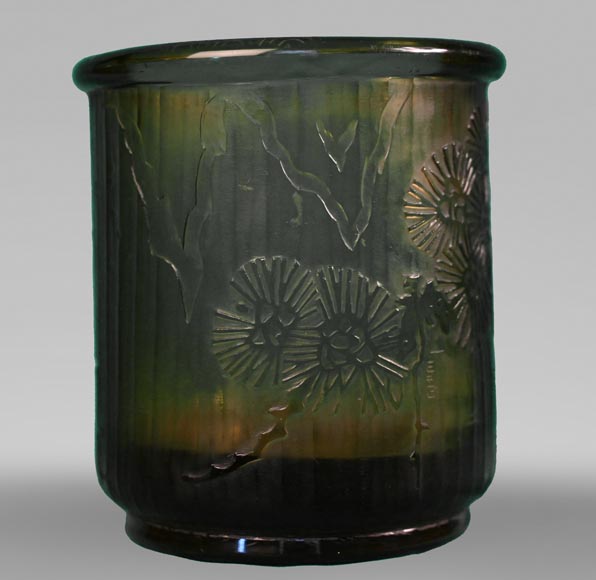 Émile GALLÉ pour L'ESCALIER DE CRISTAL, Petit vase tubulaire japonisant en verre ambré Émile GALLÉ pour L'ESCALIER DE CRISTAL, Petit vase tubulaire japonisant en verre ambré-3