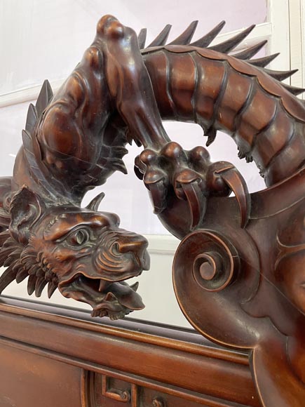 Maison des Bambous, Alfred PERRET et Ernest VIBERT (attribué à)- Lit japonisant aux dragon-tigres Maison des Bambous, Alfred PERRET et Ernest VIBERT (attribué à)- Lit japonisant aux dragon-tigres-5