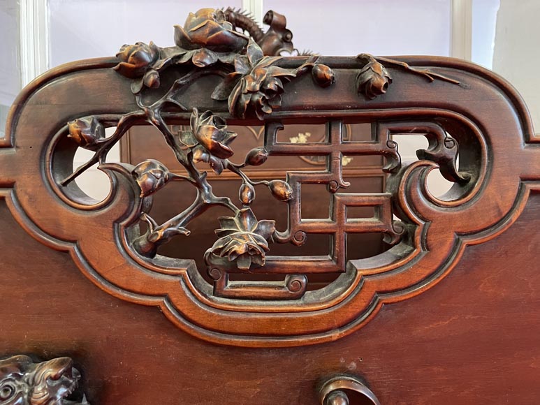 Maison des Bambous, Alfred PERRET et Ernest VIBERT (attribué à)- Lit japonisant aux dragon-tigres Maison des Bambous, Alfred PERRET et Ernest VIBERT (attribué à)- Lit japonisant aux dragon-tigres-9