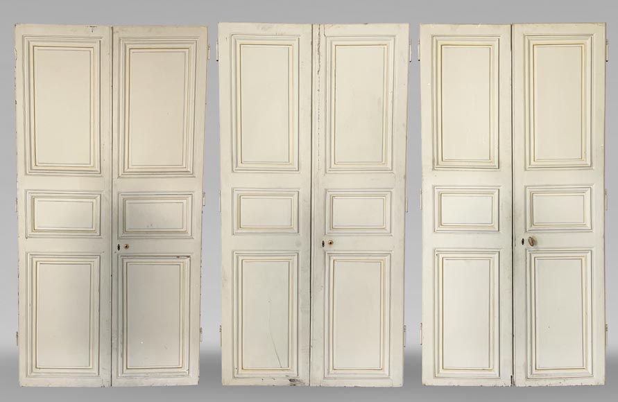 Lot de trois double portes en bois peint Lot de trois double portes en bois peint-0