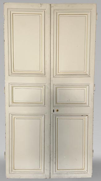Lot de trois double portes en bois peint Lot de trois double portes en bois peint-1