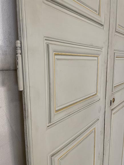 Lot de trois double portes en bois peint Lot de trois double portes en bois peint-12