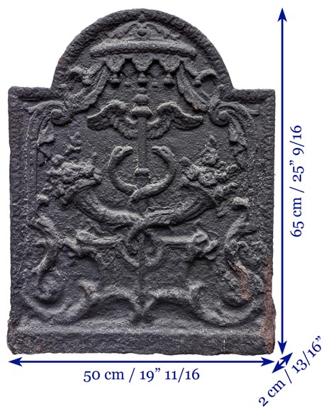 Plaque de cheminée au caducée de Mercure et cornes d'abondance Plaque de cheminée au caducée de Mercure et cornes d'abondance-6