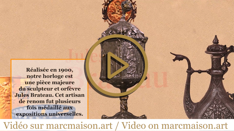 Jules BRATEAU, horloge à quatre faces sur un haut pied carré Jules BRATEAU, horloge à quatre faces sur un haut pied carré-0