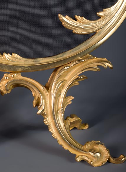 Pare-étincelle de style Louis XV en bronze doré au décor végétal Pare-étincelle de style Louis XV en bronze doré au décor végétal-7