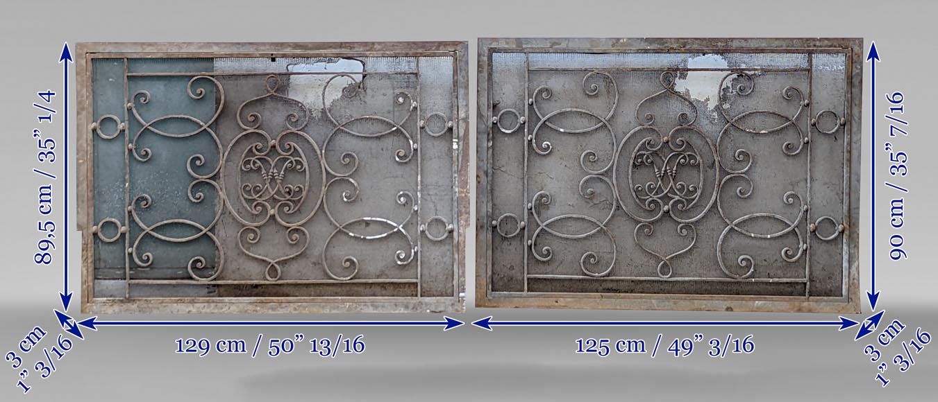 Paire de cache-radiateurs en fer forgé aux L entrelacés Paire de cache-radiateurs en fer forgé aux L entrelacés-9