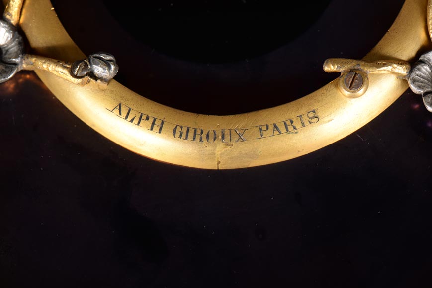 Maison GIROUX et Ferdinand DUVINAGE - Exceptionnelle et rare coupe aux échassiers en verre irisé et décor de galvanoplastie, vers 1870-1880 Maison GIROUX et Ferdinand DUVINAGE - Exceptionnelle et rare coupe aux échassiers en verre irisé et décor de galvanoplastie, vers 1870-1880-11