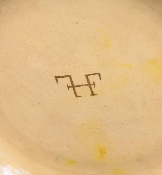 Fernand THESMAR, Cache pot en céramique émaillée au décor floral Fernand THESMAR, Cache pot en céramique émaillée au décor floral-9