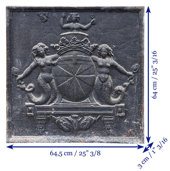 Plaque de cheminée aux armes d'un représentant de la maison de Rogres Champignelle, XVIIIe siècle Plaque de cheminée aux armes d'un représentant de la maison de Rogres Champignelle, XVIIIe siècle-8
