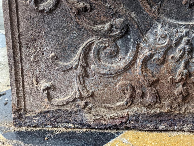 Grande plaque de cheminée en fonte aux armes de France Grande plaque de cheminée en fonte aux armes de France-4