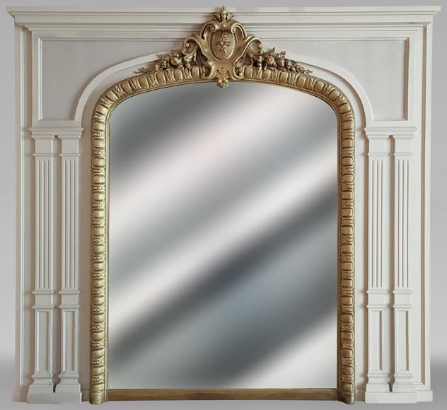 Trumeau de style Régence au cartouche fleuri Trumeau de style Régence au cartouche fleuri-0