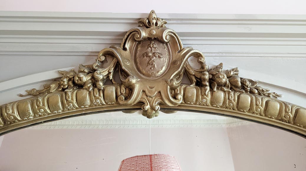 Trumeau de style Régence au cartouche fleuri Trumeau de style Régence au cartouche fleuri-1