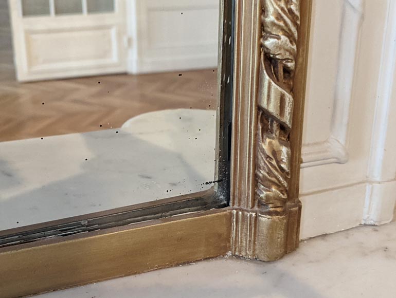 Trumeau de style Louis XVI peinture blanche et dorée aux couronnes de fleurs Trumeau de style Louis XVI peinture blanche et dorée aux couronnes de fleurs-4