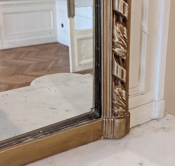 Trumeau de style Louis XVI peinture blanche et dorée aux couronnes de fleurs Trumeau de style Louis XVI peinture blanche et dorée aux couronnes de fleurs-5