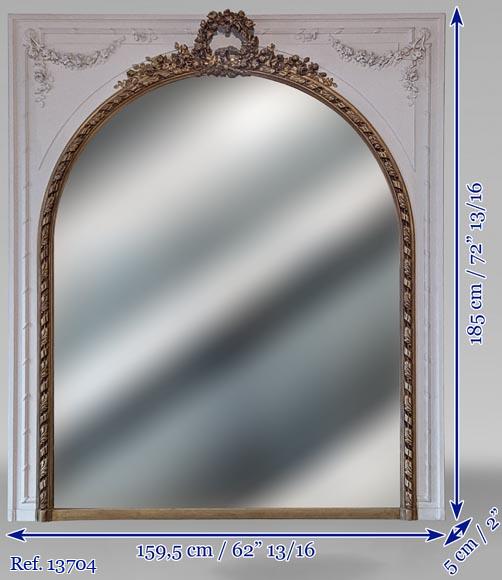 Trumeau de style Louis XVI peinture blanche et dorée aux couronnes de fleurs Trumeau de style Louis XVI peinture blanche et dorée aux couronnes de fleurs-6