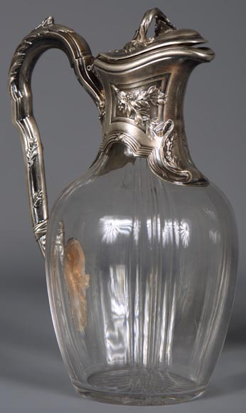 Belle paire d'aiguières en cristal et argent Belle paire d'aiguières en cristal et argent-1