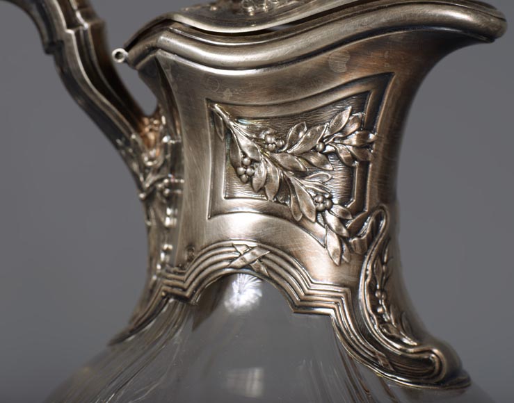 Belle paire d'aiguières en cristal et argent Belle paire d'aiguières en cristal et argent-4