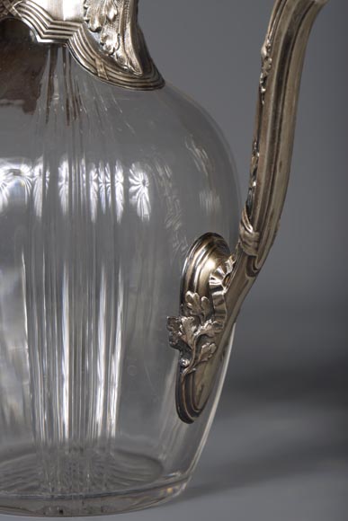 Belle paire d'aiguières en cristal et argent Belle paire d'aiguières en cristal et argent-6