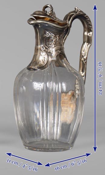 Belle paire d'aiguières en cristal et argent Belle paire d'aiguières en cristal et argent-7