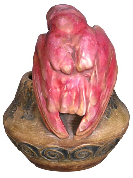 Eduard Stellmacher (attribué à) pour Amphora, Vase à la chouette en faïence, fin des années 1890 Eduard Stellmacher (attribué à) pour Amphora, Vase à la chouette en faïence, fin des années 1890-3