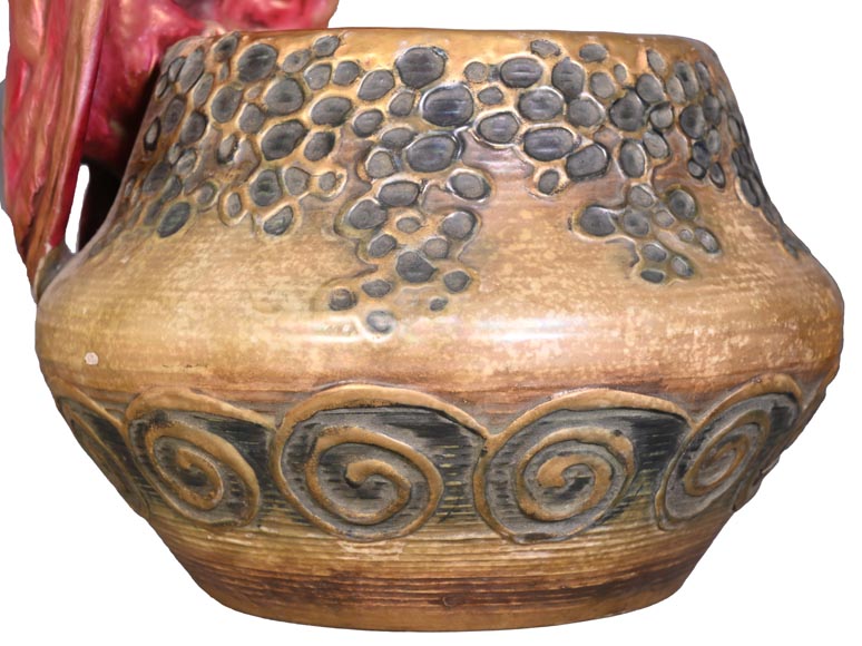 Eduard Stellmacher (attribué à) pour Amphora, Vase à la chouette en faïence, fin des années 1890 Eduard Stellmacher (attribué à) pour Amphora, Vase à la chouette en faïence, fin des années 1890-8