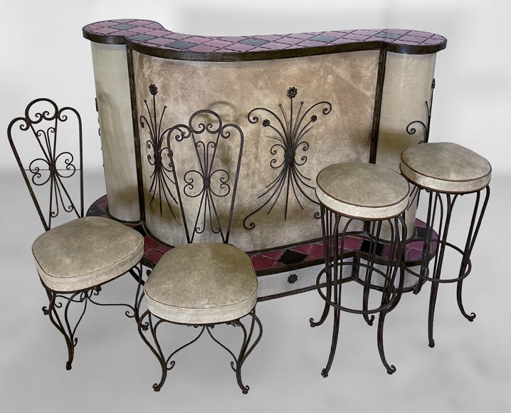 Comptoir italien avec chaises, années 70 Comptoir italien avec chaises, années 70-0