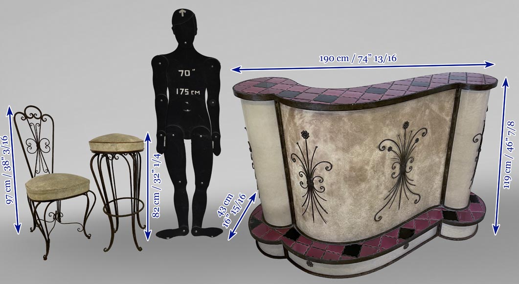 Comptoir italien avec chaises, années 70 Comptoir italien avec chaises, années 70-11