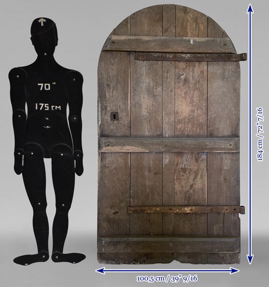 Porte en chêne au dessus arrondie du XVIIIe siècle Porte en chêne au dessus arrondie du XVIIIe siècle-11