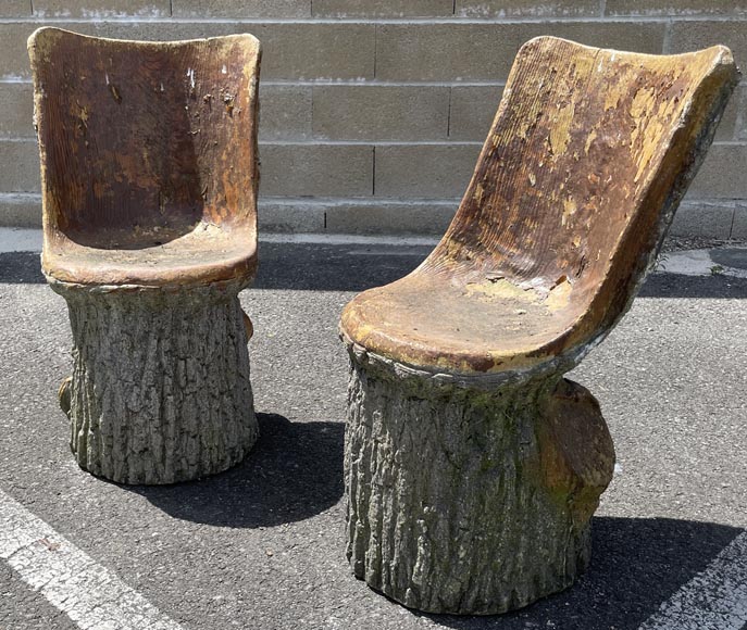 Salon de jardin en pierre composite de style rocailleur Salon de jardin en pierre composite de style rocailleur-3