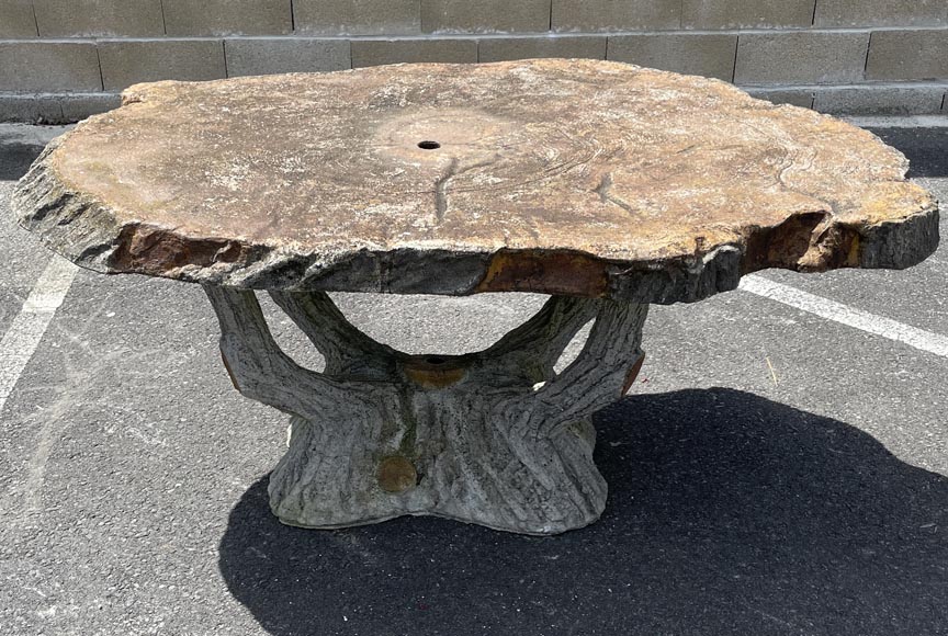 Salon de jardin en pierre composite de style rocailleur Salon de jardin en pierre composite de style rocailleur-4