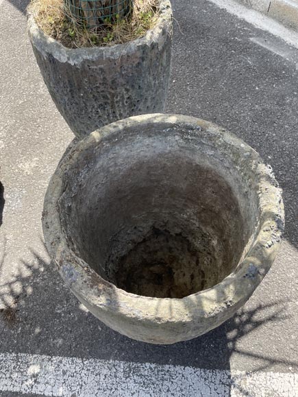 Trois vases de jardin à partir de creuset en grès Trois vases de jardin à partir de creuset en grès-5