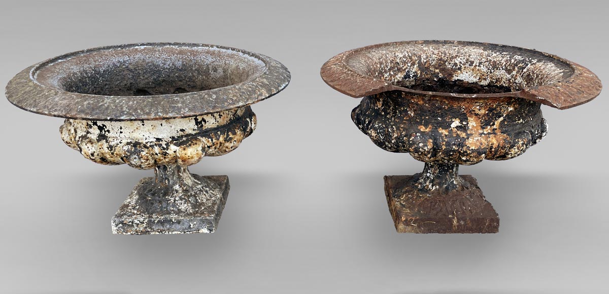 Paire de vases de jardin en fonte Paire de vases de jardin en fonte-0