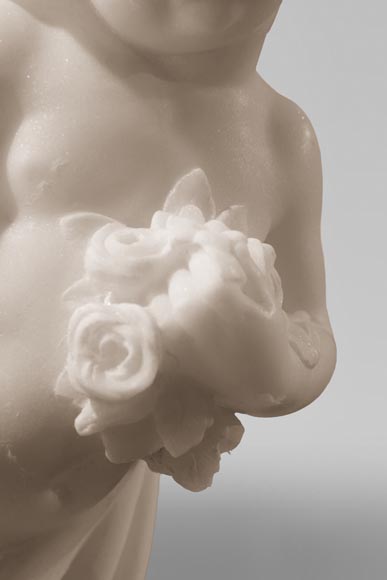 Une heure de la nuit, sculpture en marbre signée J. Pollet avec sa colonne Une heure de la nuit, sculpture en marbre signée J. Pollet avec sa colonne-6