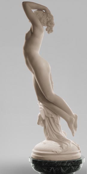 Une heure de la nuit, sculpture en marbre signée J. Pollet avec sa colonne Une heure de la nuit, sculpture en marbre signée J. Pollet avec sa colonne-9