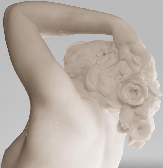 Une heure de la nuit, sculpture en marbre signée J. Pollet avec sa colonne Une heure de la nuit, sculpture en marbre signée J. Pollet avec sa colonne-10