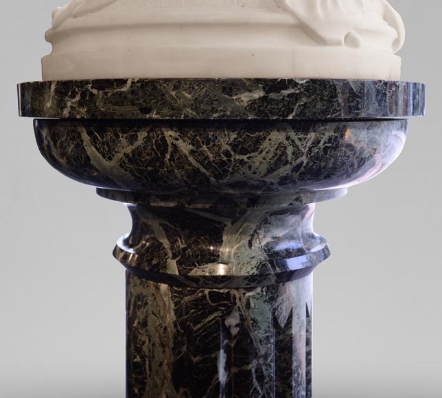 Une heure de la nuit, sculpture en marbre signée J. Pollet avec sa colonne Une heure de la nuit, sculpture en marbre signée J. Pollet avec sa colonne-15