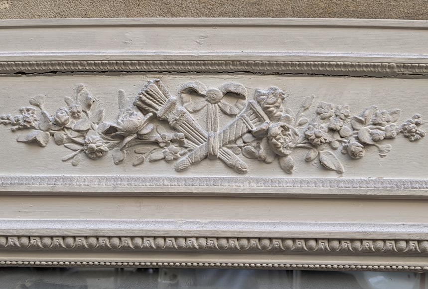 Trumeau en stuc et bois peint de style Louis XVI Trumeau en stuc et bois peint de style Louis XVI-1