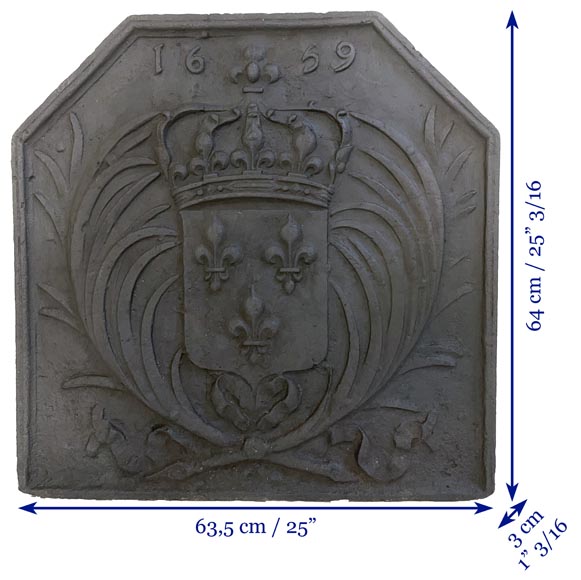 Plaque de cheminée ancinne aux armes de France Plaque de cheminée ancinne aux armes de France-9