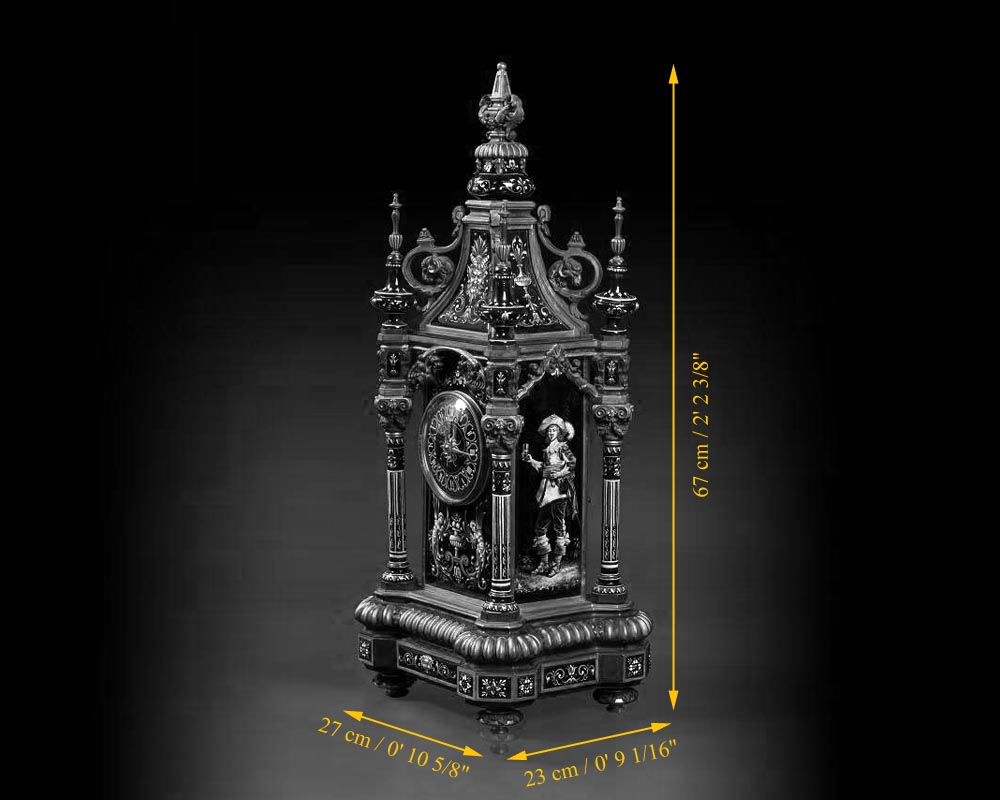 Paul SOYER, Pendule en bronze, bronze doré et émaux, vers 1860 Paul SOYER, Pendule en bronze, bronze doré et émaux, vers 1860-6