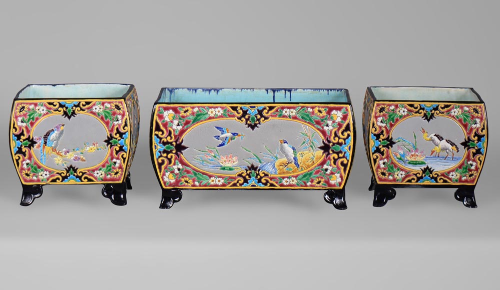 Manufacture J. VIEILLARD & CIE, Garniture de cheminée, seconde moitié du XIXe siècle Manufacture J. VIEILLARD & CIE, Garniture de cheminée, seconde moitié du XIXe siècle-0