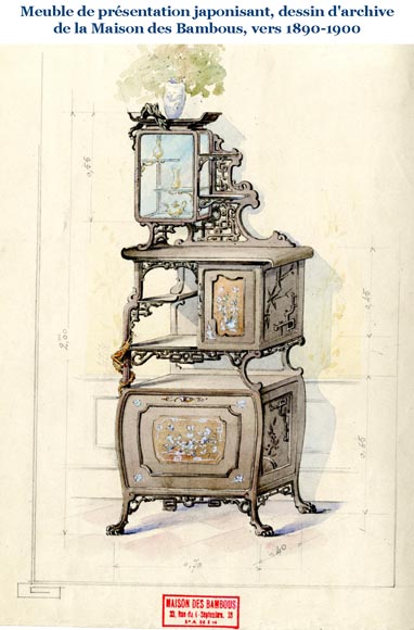 Vitrine japonisante de forme demi-lune, fin du XIXe siècle Vitrine japonisante de forme demi-lune, fin du XIXe siècle-12