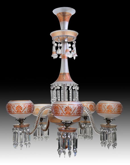 BACCARAT, Lustre néo-grec en cristal à cinq lumières, après 1875 BACCARAT, Lustre néo-grec en cristal à cinq lumières, après 1875-0